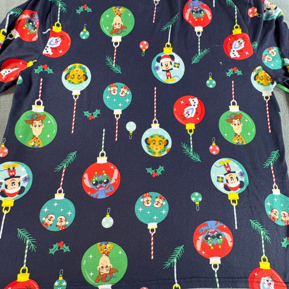 Disney 100 Christmas‎ Pajama Top XL Mickey Olaf Stitch Woody Holiday Long Sleeve - Picture 10 of 10